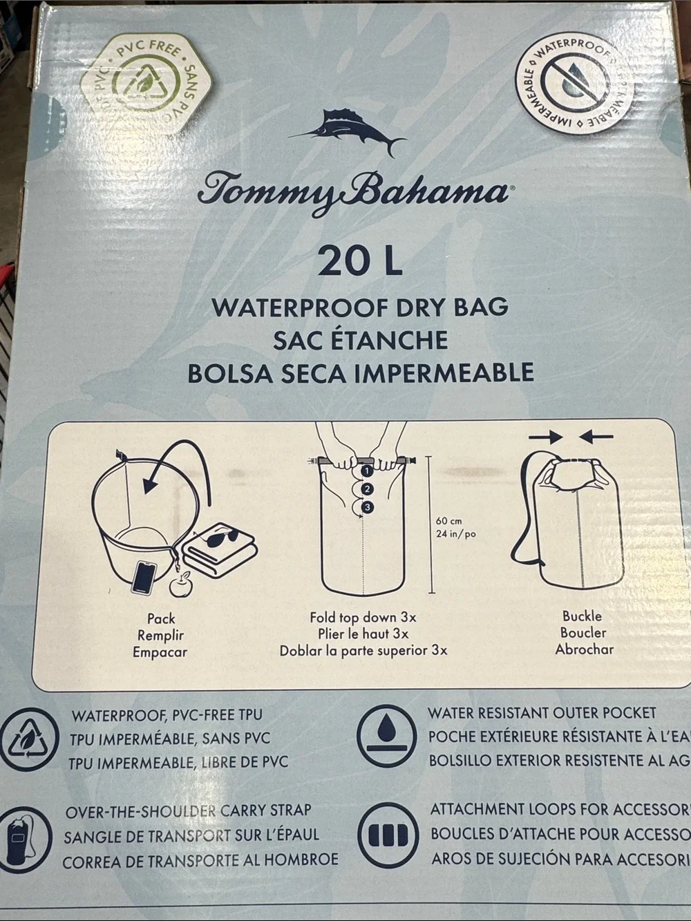Tommy Bahama Blue Striped Waterproof Dry Bag NWT